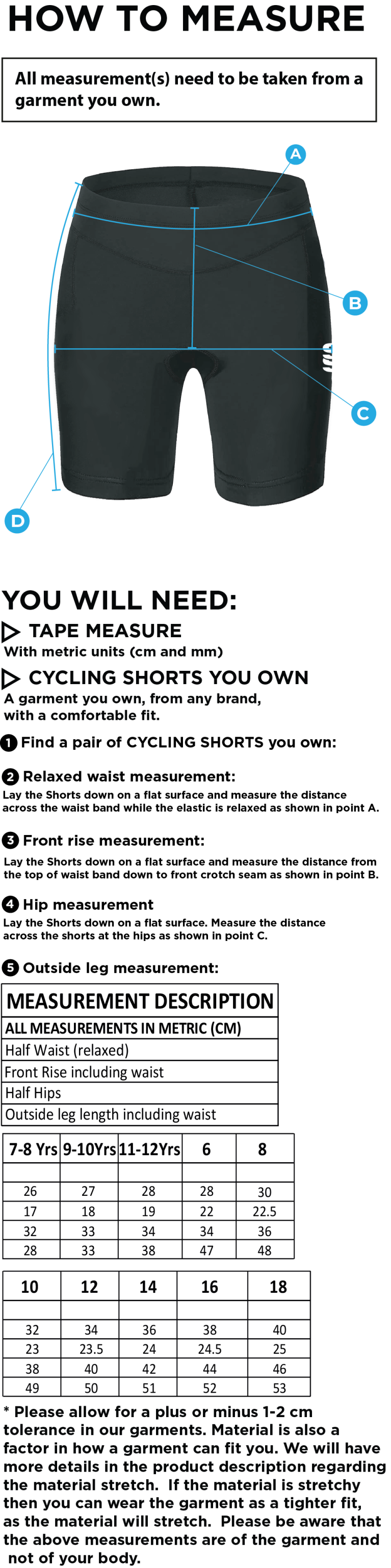 Aston University - Dual Cycling Short - Women's Fit - Size Guide
