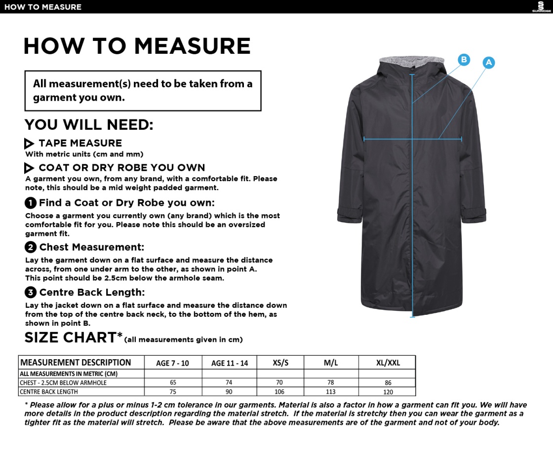 Aston University - Active Thermal Fleece Robe - Unisex Fit - Size Guide