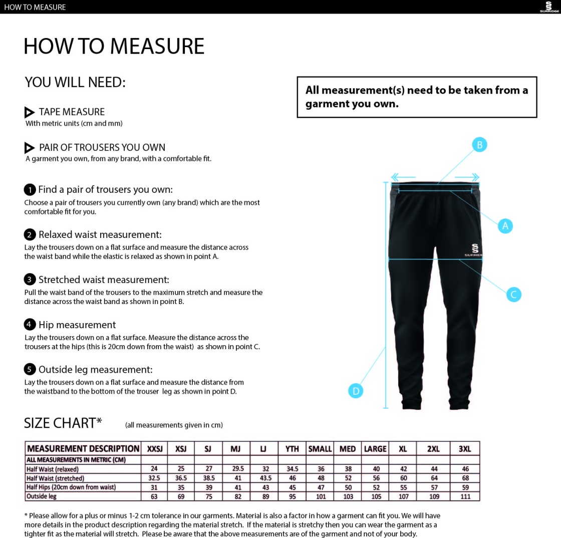 Aston University - Dual Skinny Pant - Unisex Fit - Size Guide