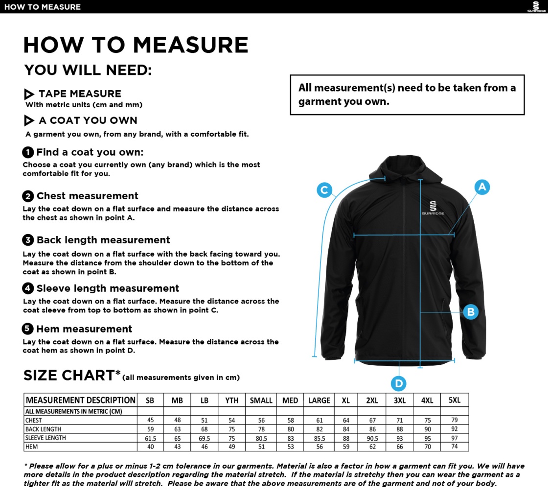 Aston University - Dual Full Zip Training Jacket - Unisex Fit - Size Guide