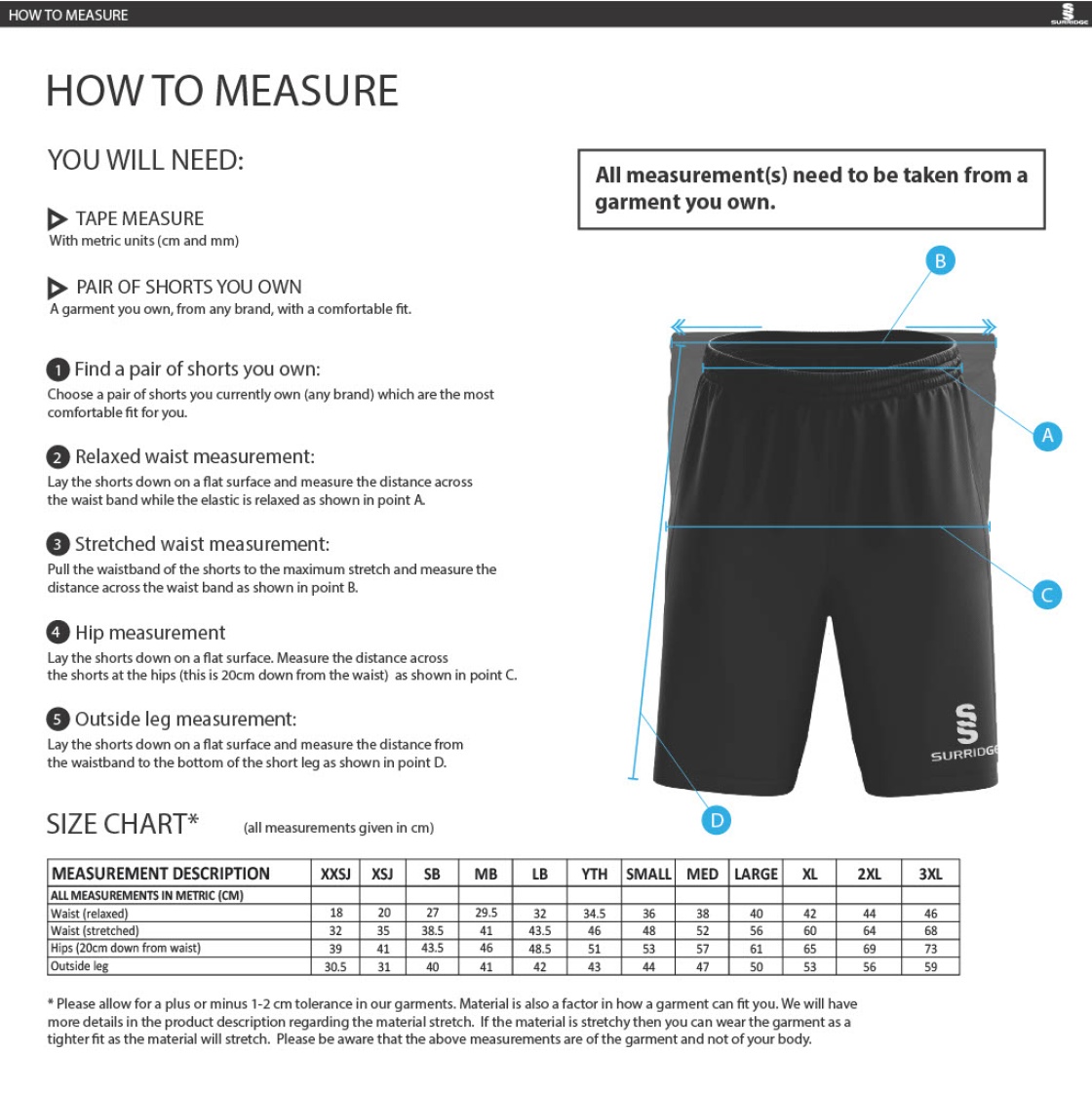 Aston University - Fuse Short - Unisex Fit - Size Guide