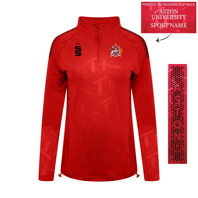 Aston University - Impact 1/4 Zip Performance Top - Red - Women's Fit