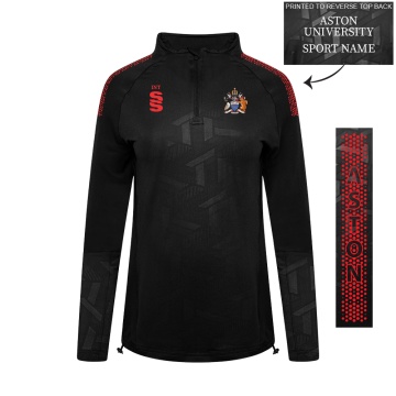 Aston University - Impact 1/4 Zip Performance Top - Black - Women's Fit