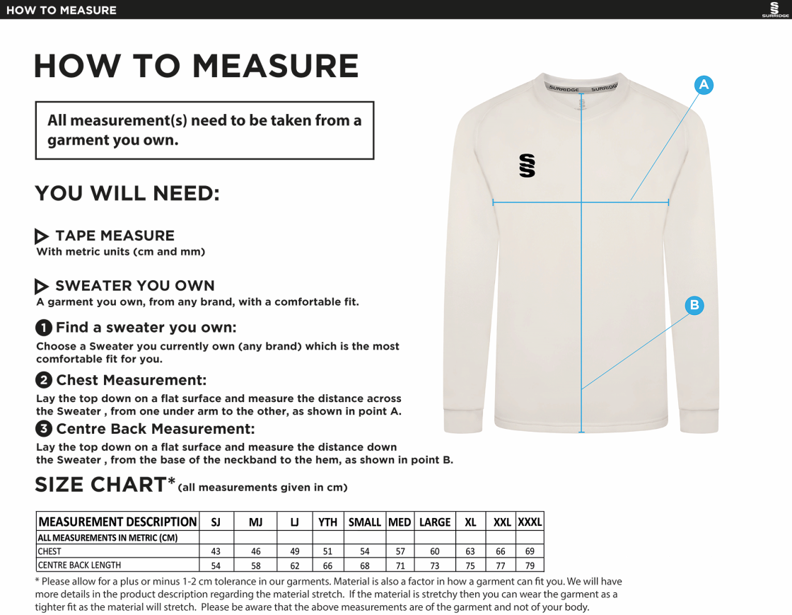 Aston University - Blast Long Sleeved Sweater - Unisex Fit - Size Guide