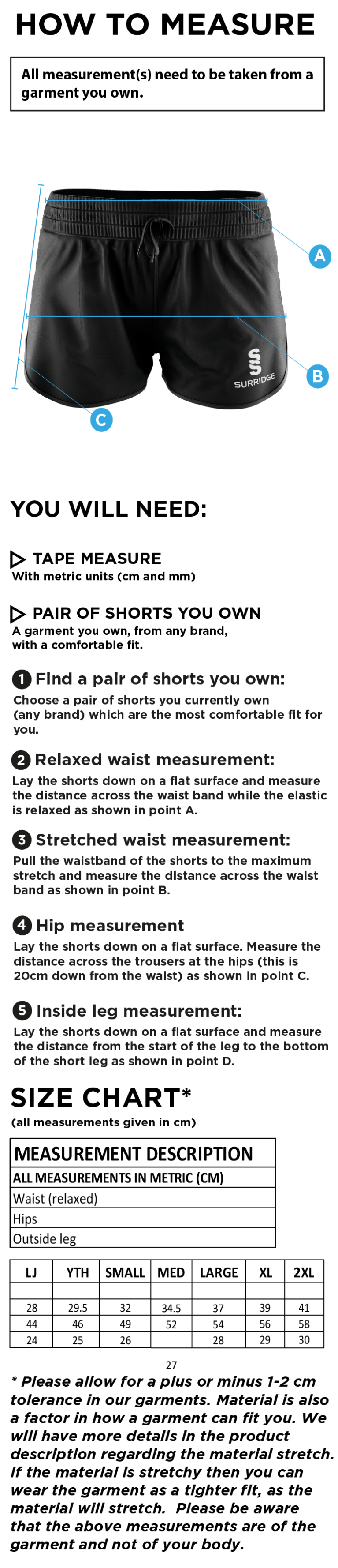 Aston University - Dual Active Short - Women's Fit - Size Guide