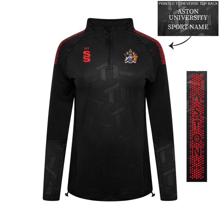 Aston University - Impact 1/4 Zip Performance Top - Black - Women's Fit