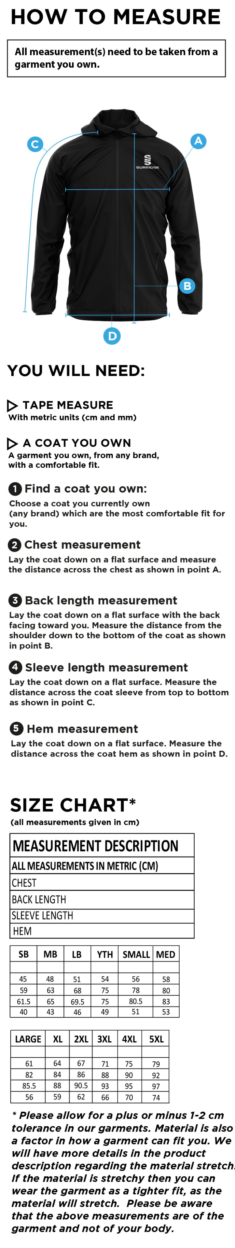 Aston University - Dual Full Zip Training Jacket - Unisex Fit - Size Guide