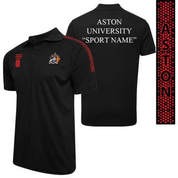 Aston University - Dual Solid Polo Shirt - Black - Unisex Fit