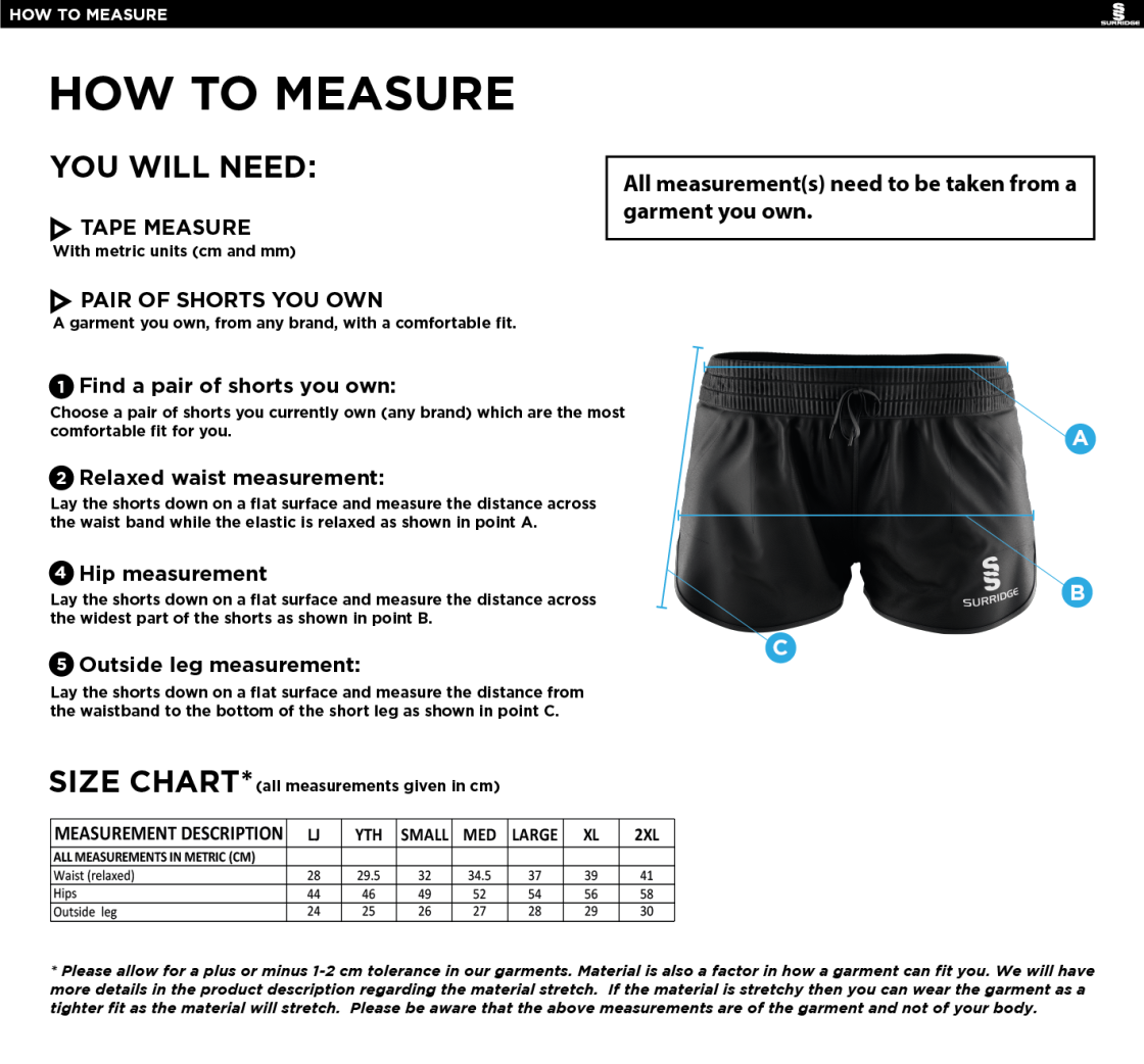 Aston University - Dual Active Short - Women's Fit - Size Guide