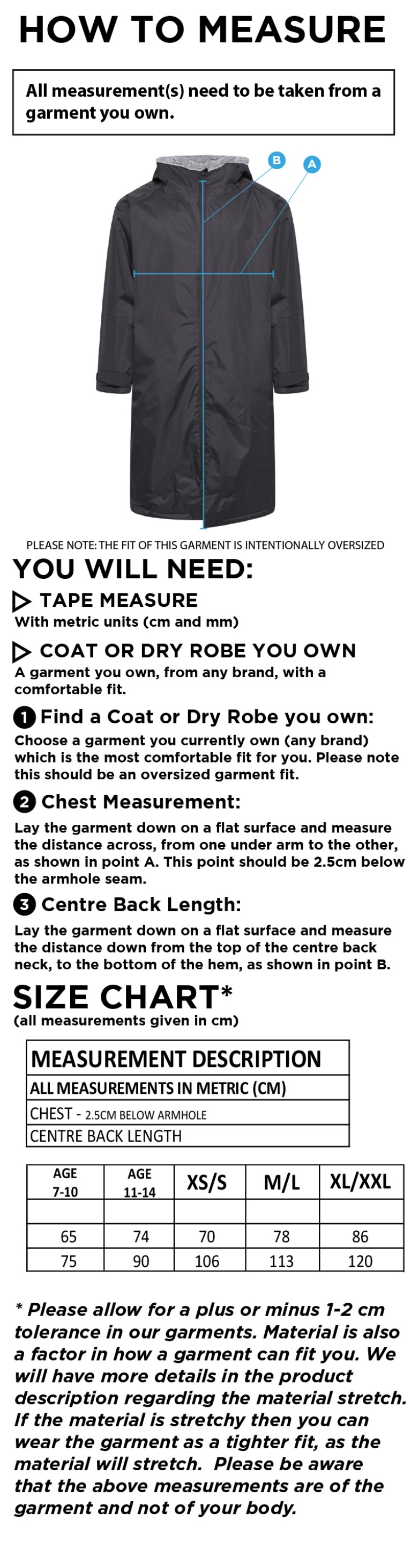 Aston University - Active Thermal Fleece Robe - Unisex Fit - Size Guide