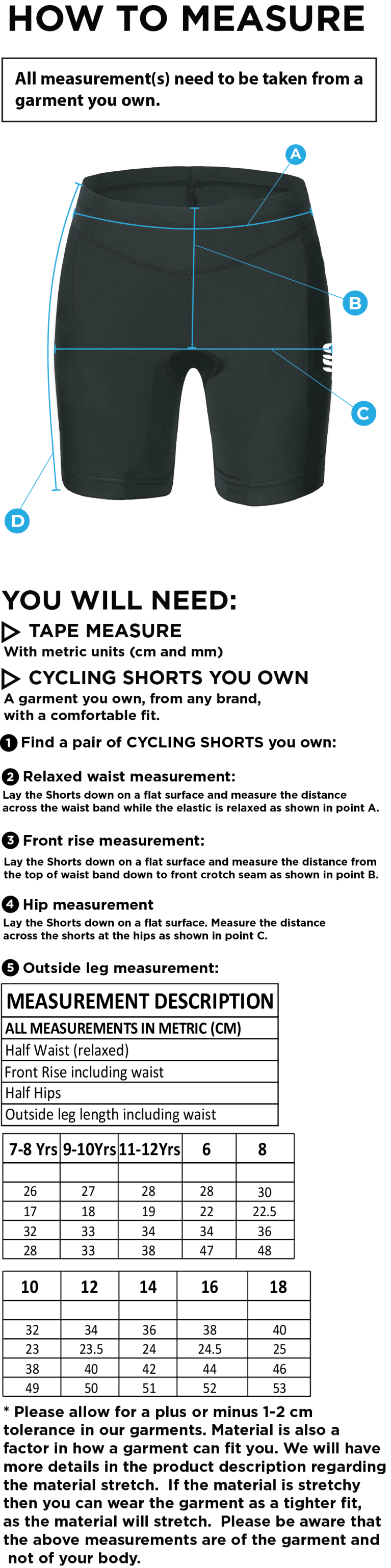 Aston University - Dual Cycling Short - Women's Fit - Size Guide