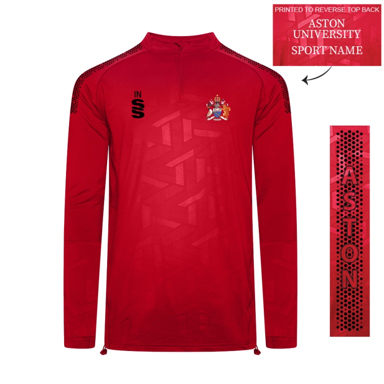 Aston University - Impact 1/4 Zip Performance Top - Red - Unisex Fit