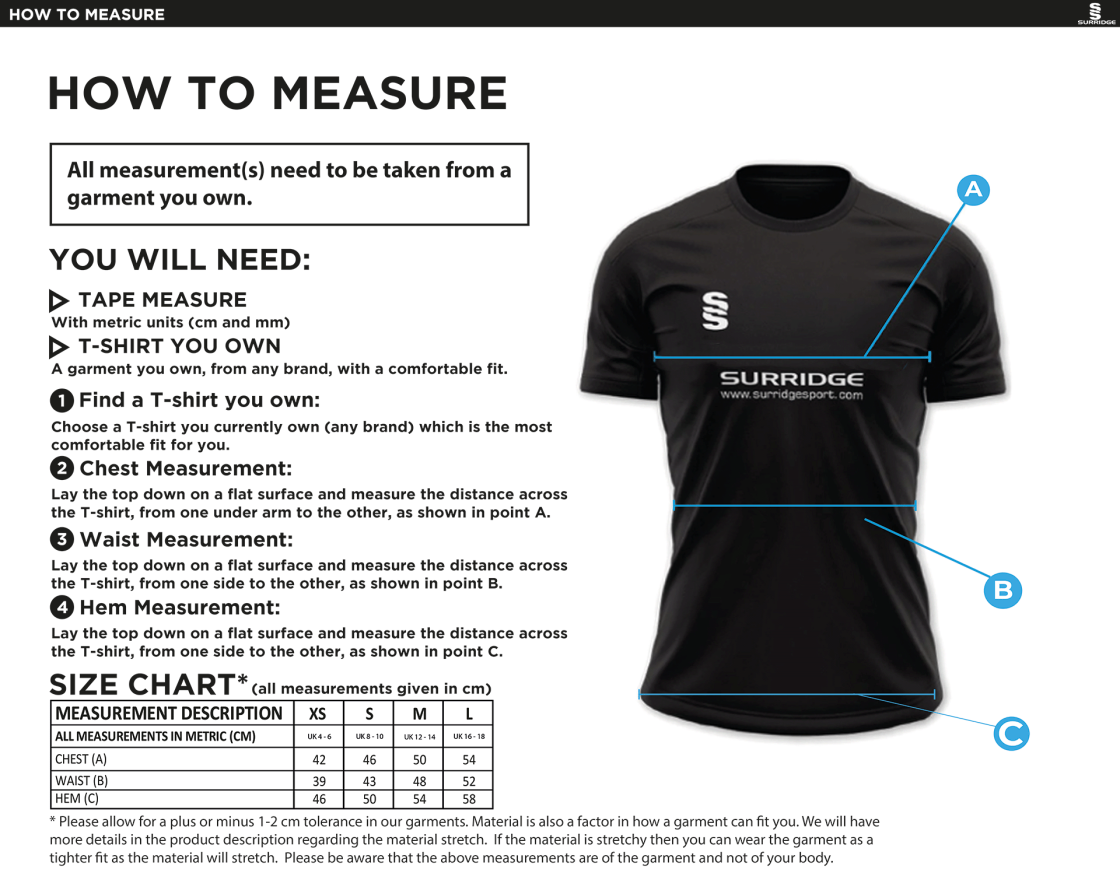 Aston University - Dual Solid Colour Polo - Black - Women's Fit - Size Guide