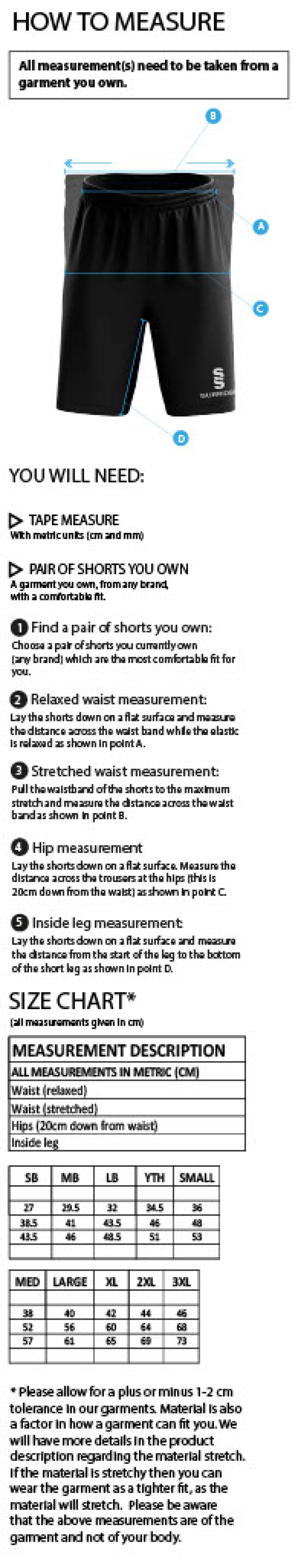 Aston University - Ripstop Pocketed Shorts - Women's Fit - Size Guide