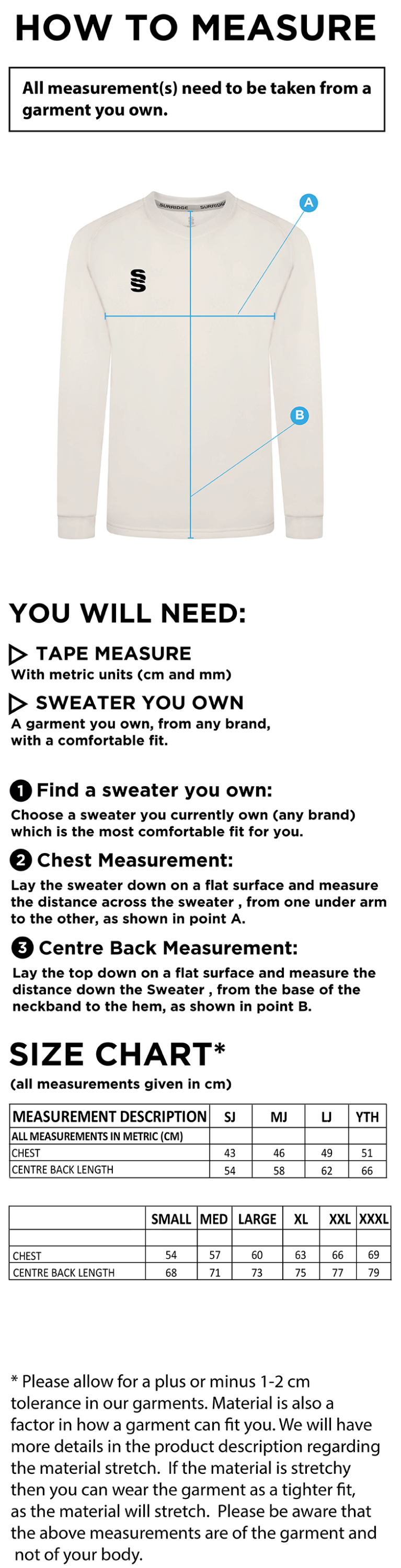 Aston University - Blast Long Sleeved Sweater - Unisex Fit - Size Guide