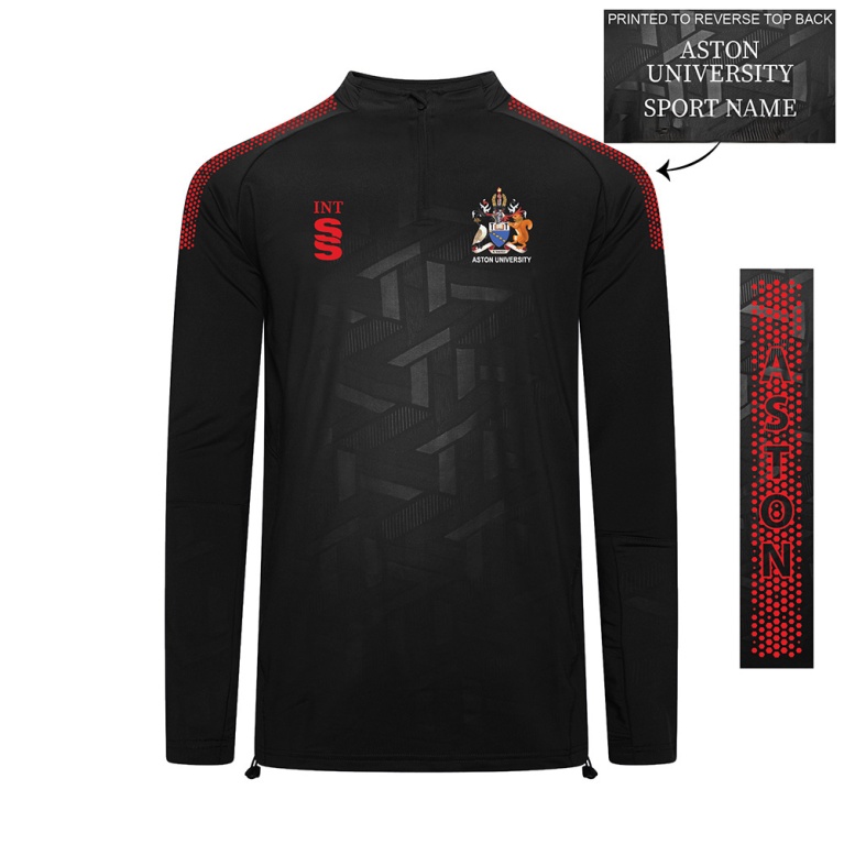 Aston University - Impact 1/4 Zip Performance Top - Black - Unisex Fit