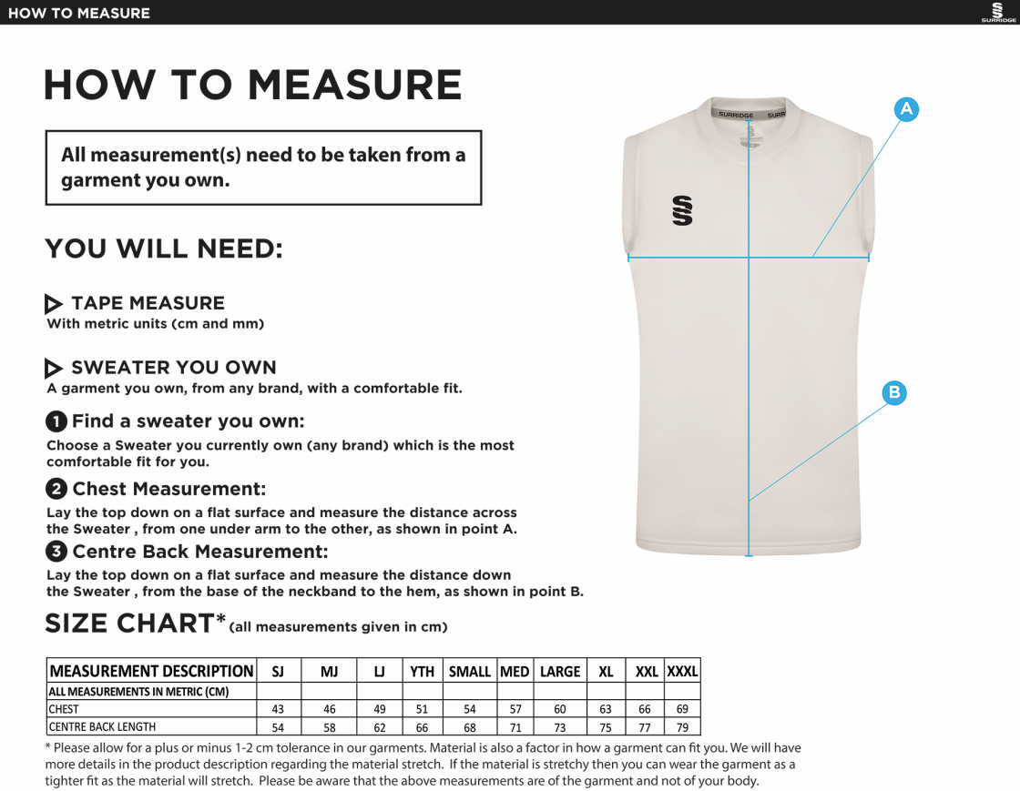 Aston University - Blast Sleeveless Sweater - Unisex Fit - Size Guide
