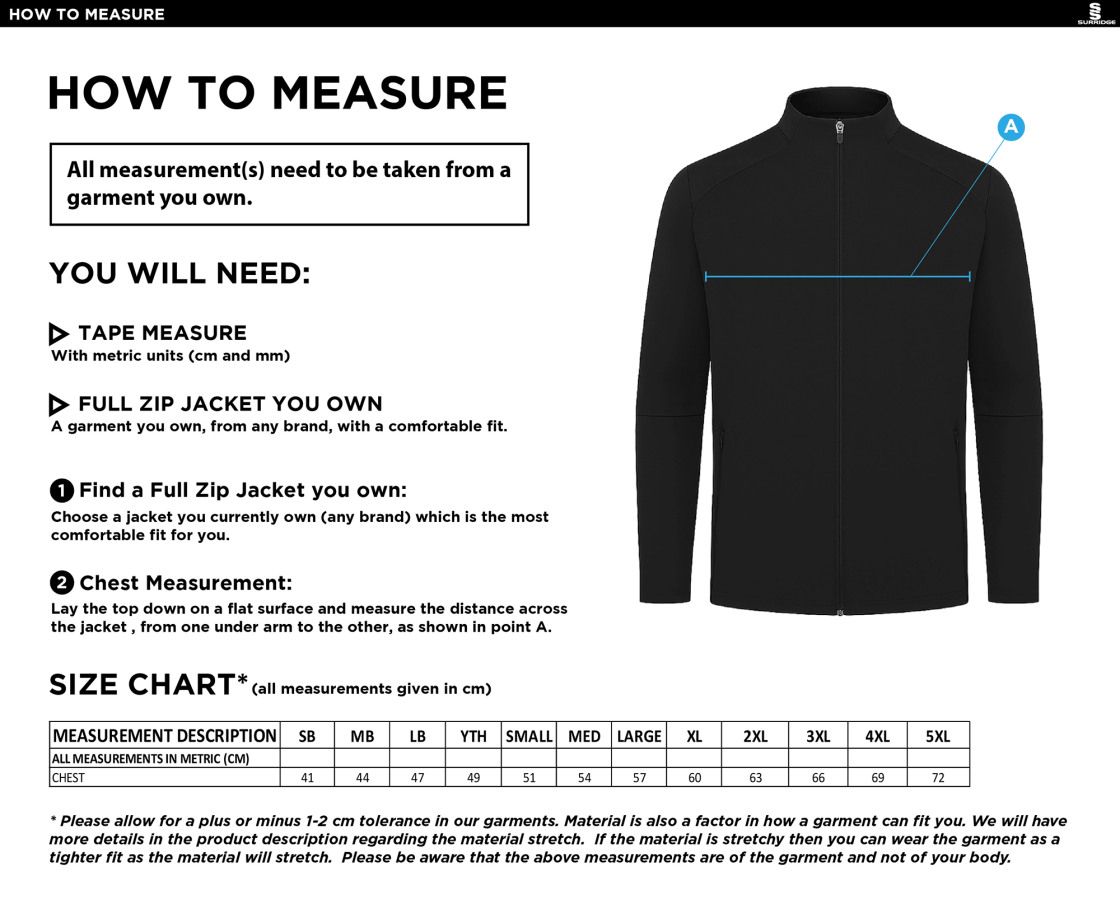 Aston University - ACTIVE PRESENTATION JACKET - Unisex Fit - Size Guide