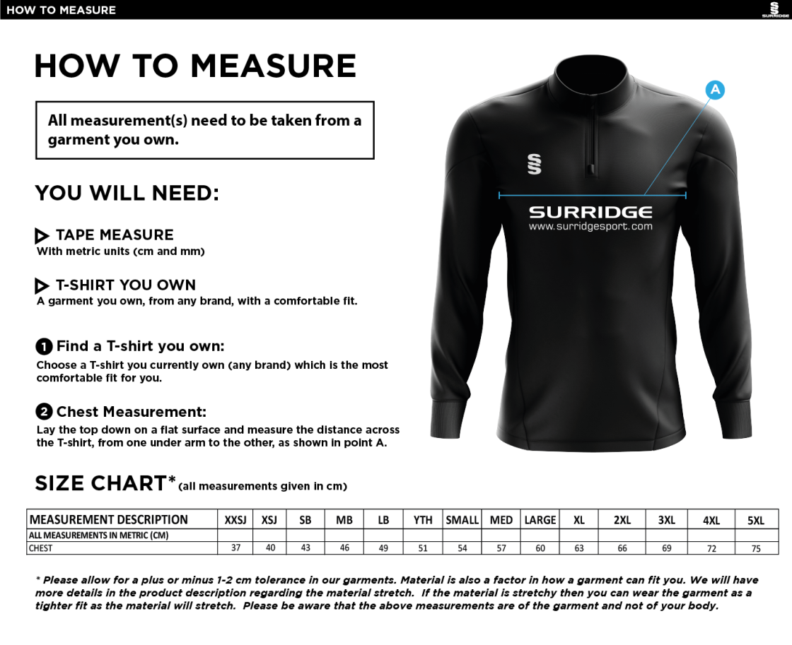 ASTON UNIVERSITY PERFORMANCE TOP - Size Guide