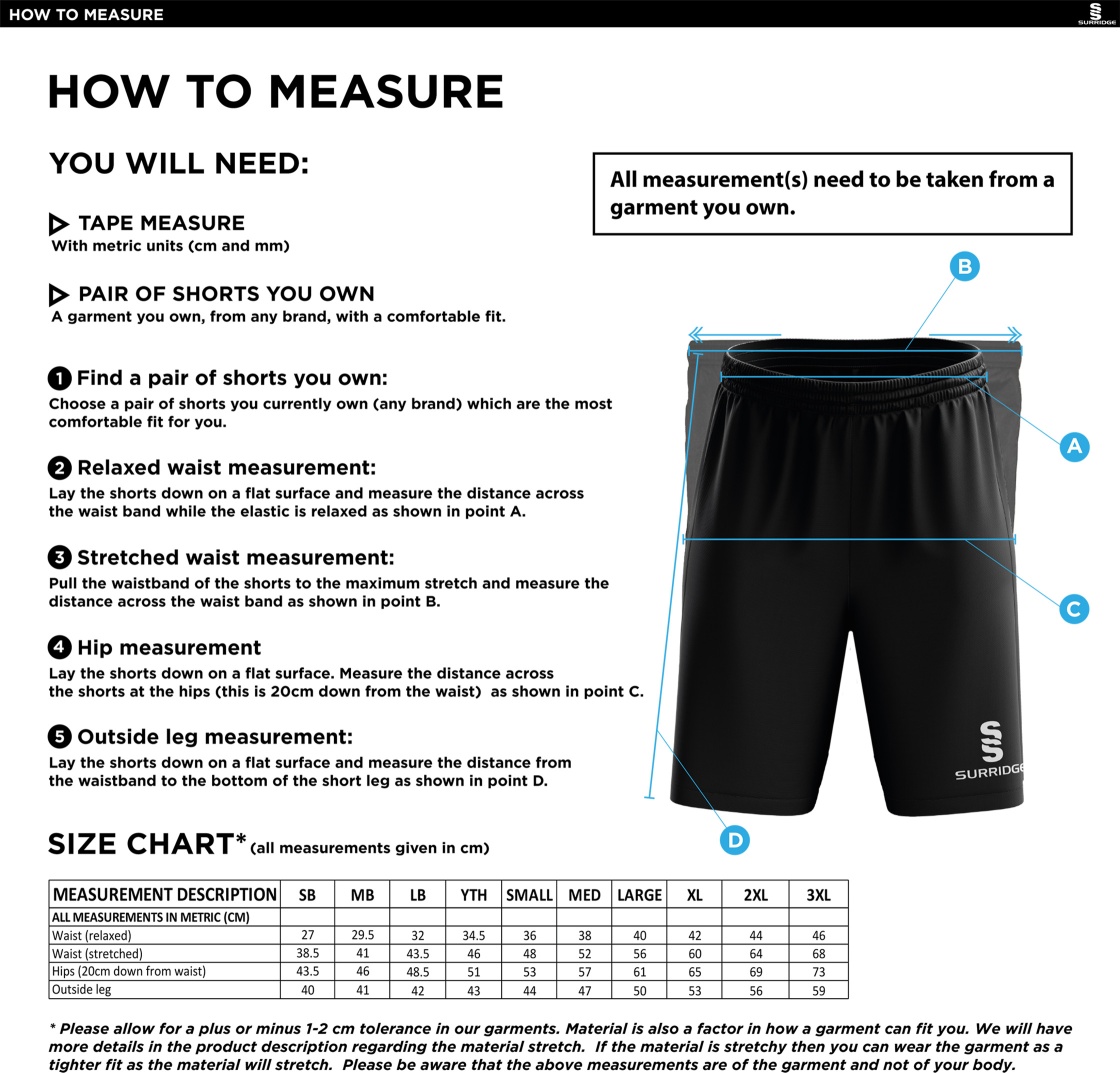 Aston University - Blade Shorts - Unisex Fit - Size Guide
