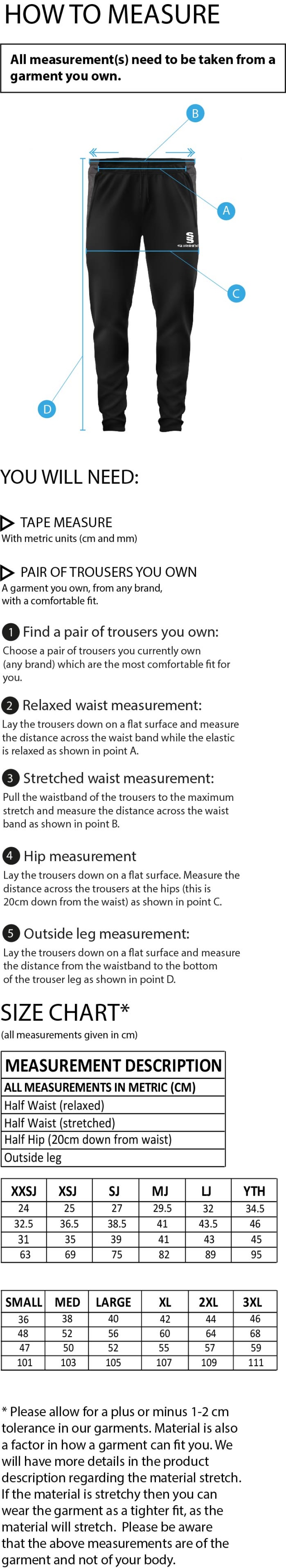 Aston University - Dual Skinny Pant - Unisex Fit - Size Guide