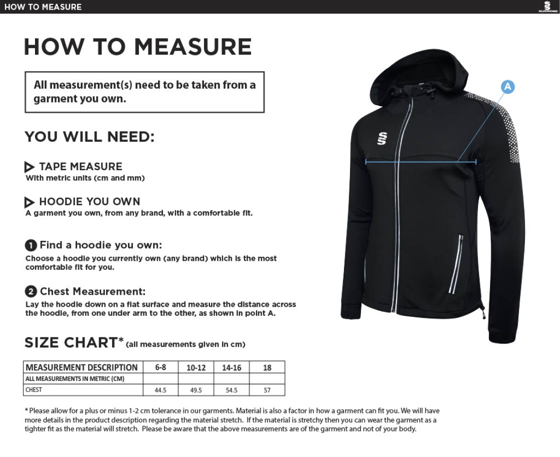 Women's Dual Full Zip Hoody : Black - Size Guide