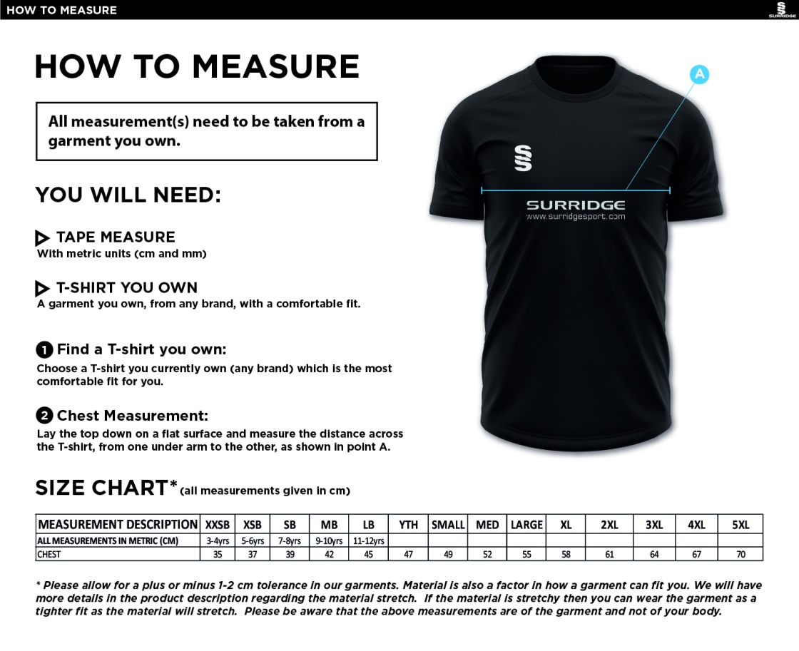Aston University - Dual Games Shirt - Red - Unisex Fit - Size Guide