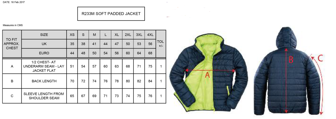 Aston University - Supersoft Jacket - Unisex Fit - Size Guide